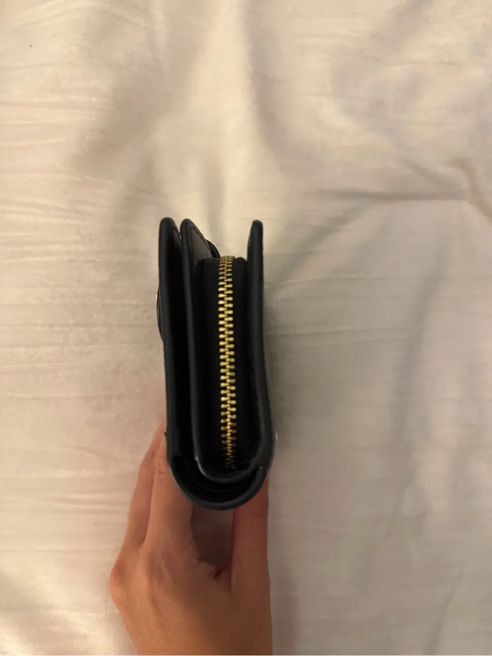 Coach Brown and Black Signature Bi-Fold Wallet with Gold Logo